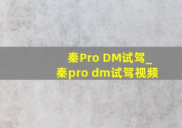 秦Pro DM试驾_秦pro dm试驾视频